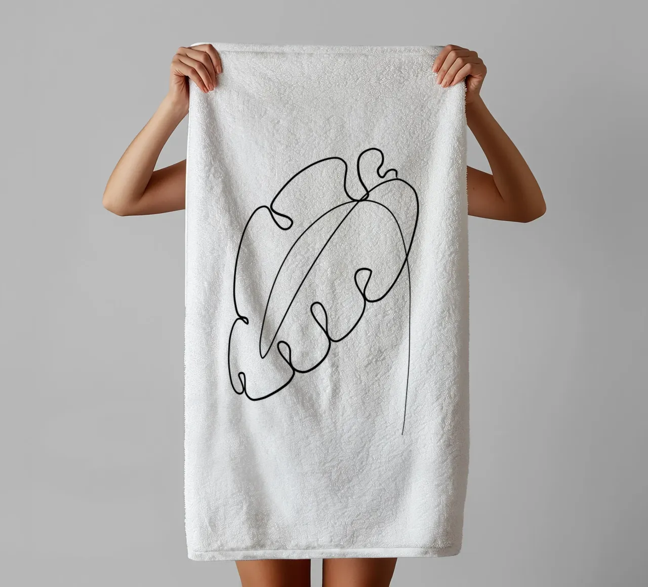 Minimalist leaf - Line Art Design towel by Whole©