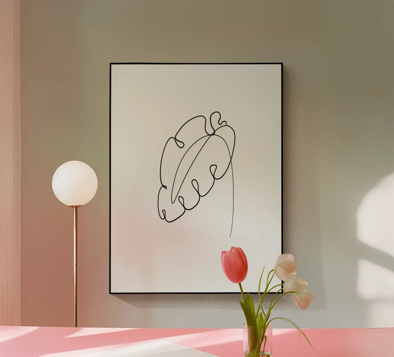 Foglia minimalista - Line Art Design plexiglass da Whole©