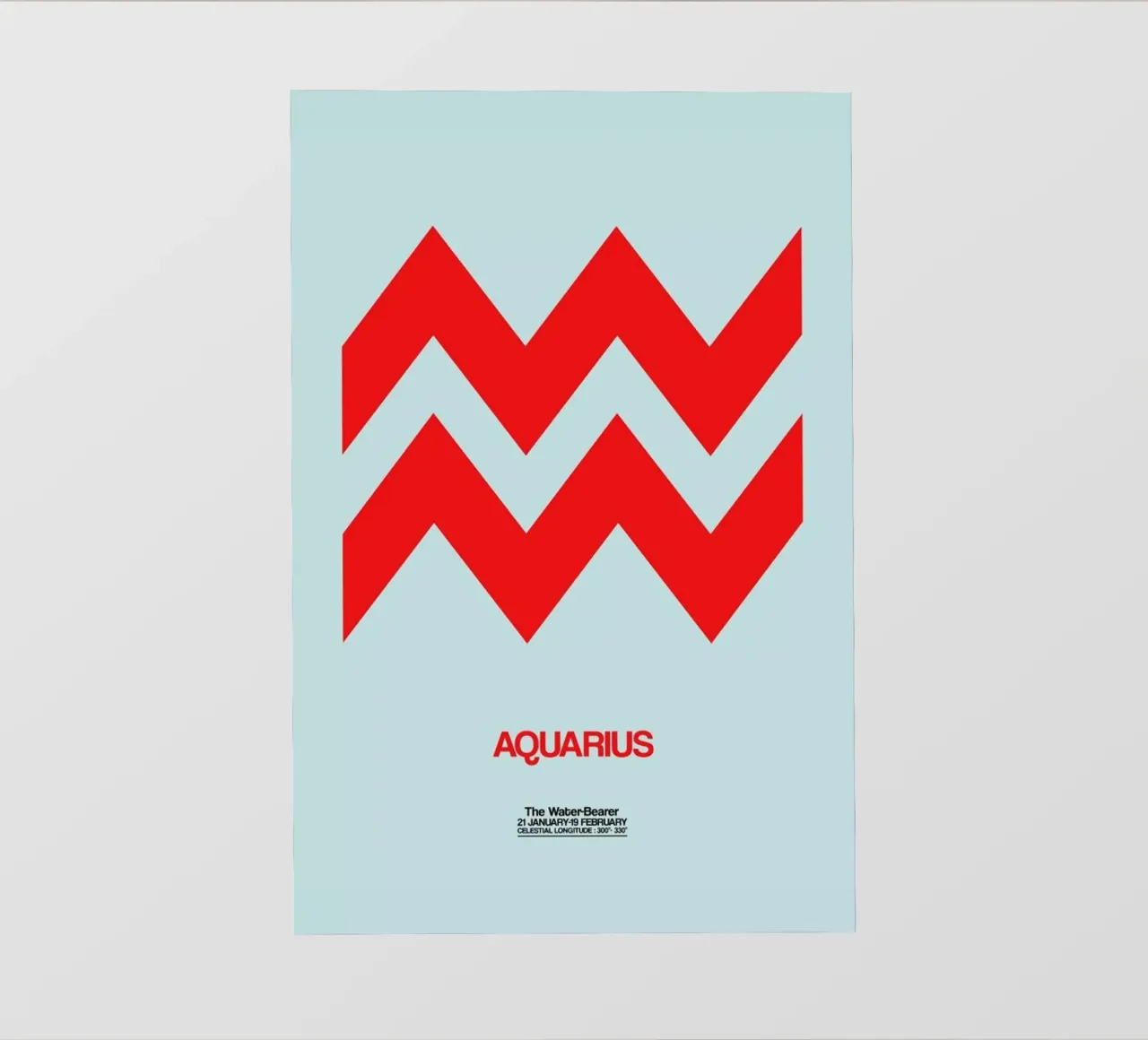 Aquarius Zodiac Sign Red pellicola backlit da Naxart