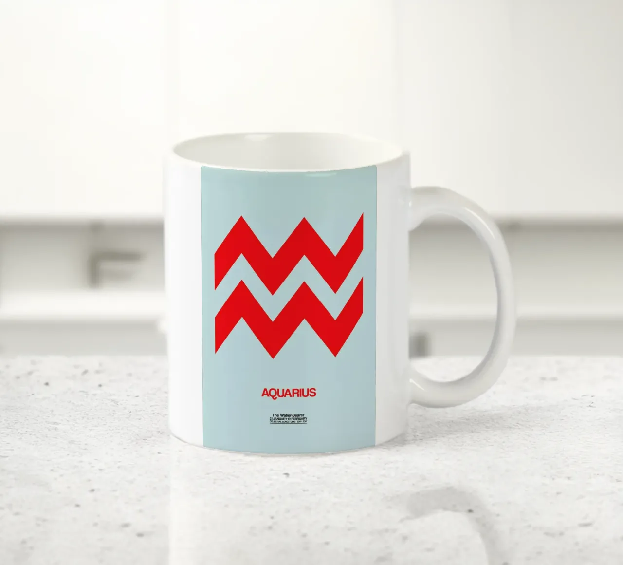 Aquarius Zodiac Sign Red tazza in ceramica da Naxart