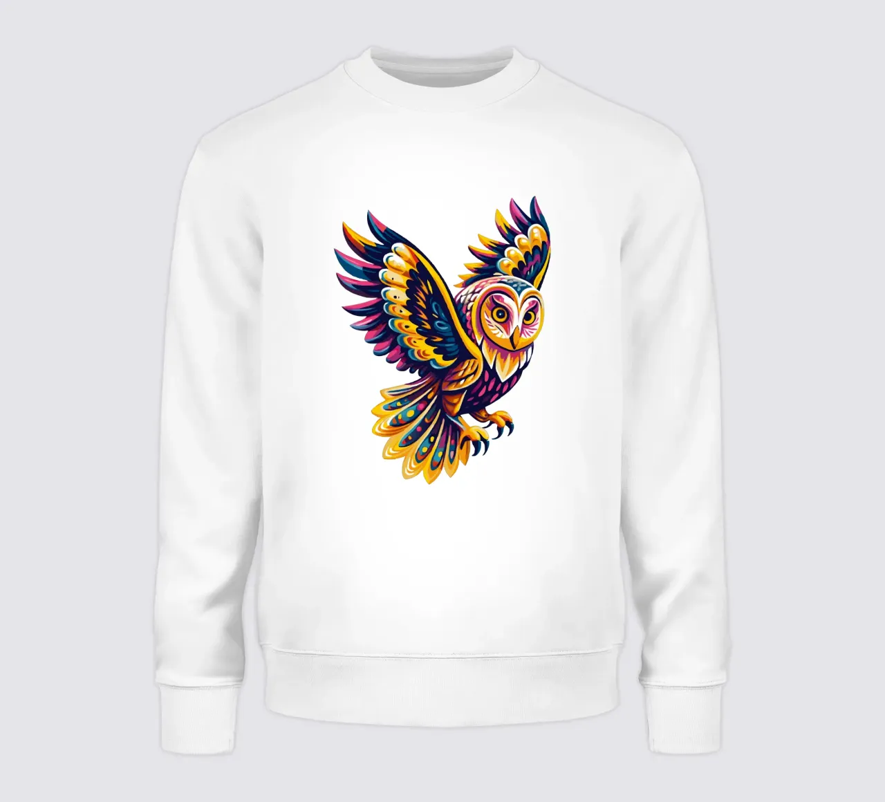 Chouette psychédélique colorée - Illustration d'oiseau Boho vibrante sweat de Artnesia
