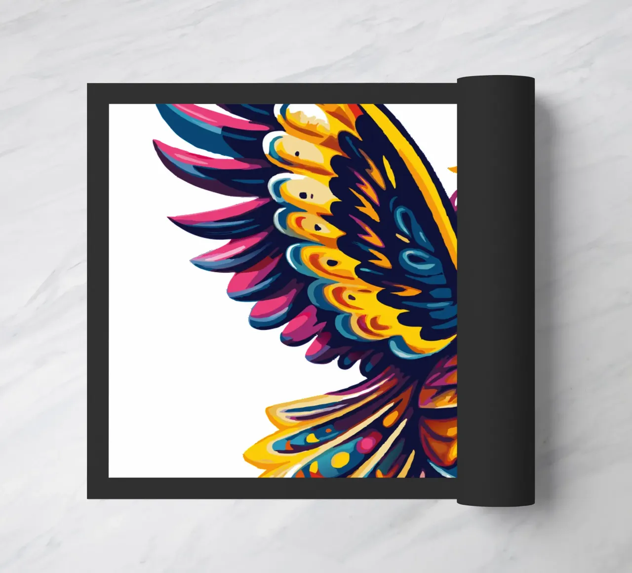 Arte del gufo psichedelico colorato - Illustrazione vivace di uccelli Boho zerbino da Artnesia