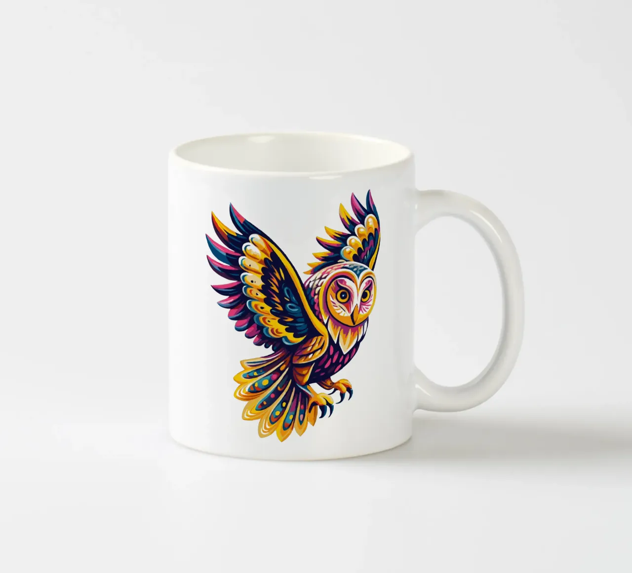 Kleurrijke Psychedelische Uil Art - Levendige Boho Vogel Illustratie keramische mok van Artnesia