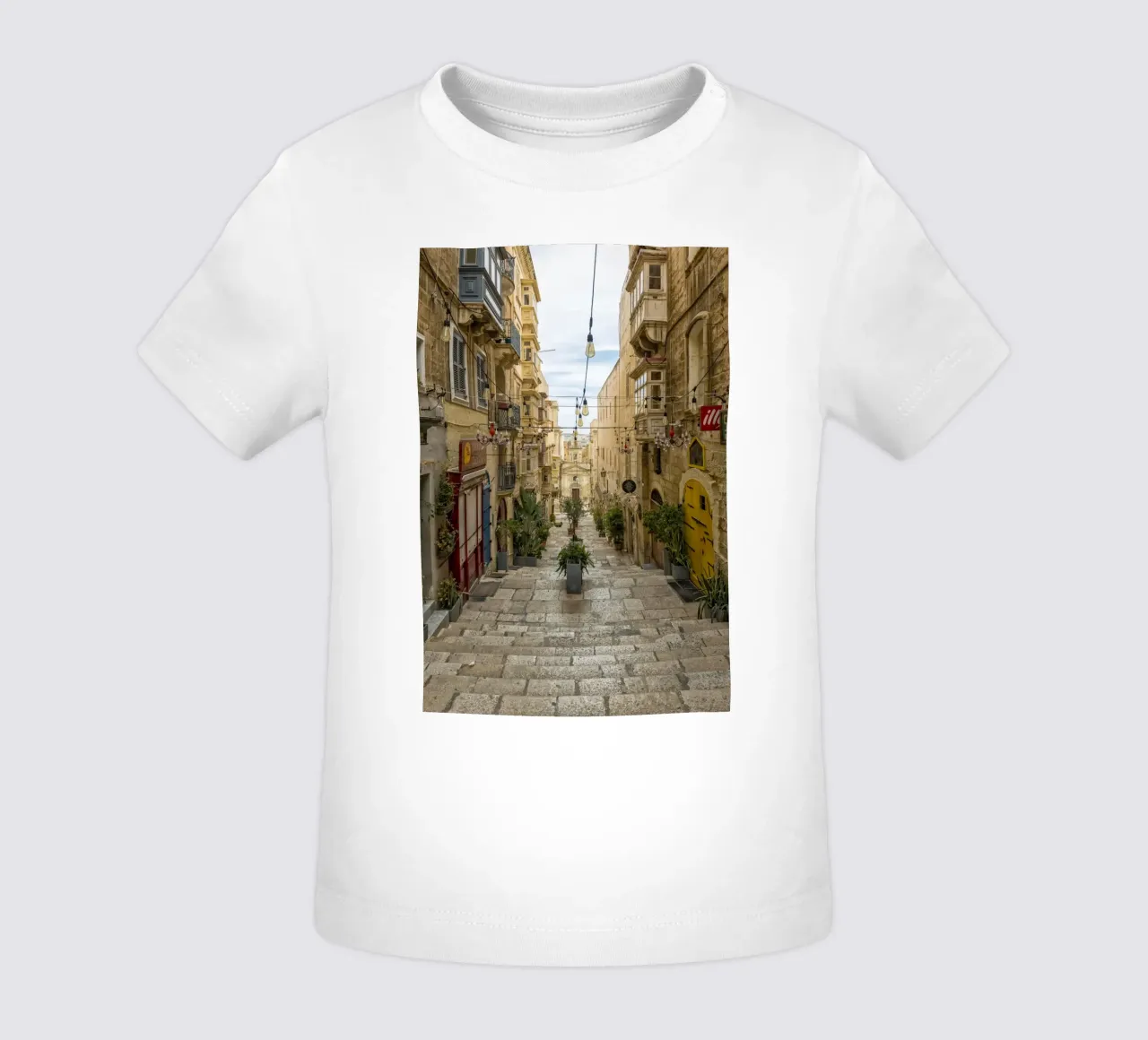 Street view Valetta Malta baby t-shirt by Curious Collections by Marielle Leenders