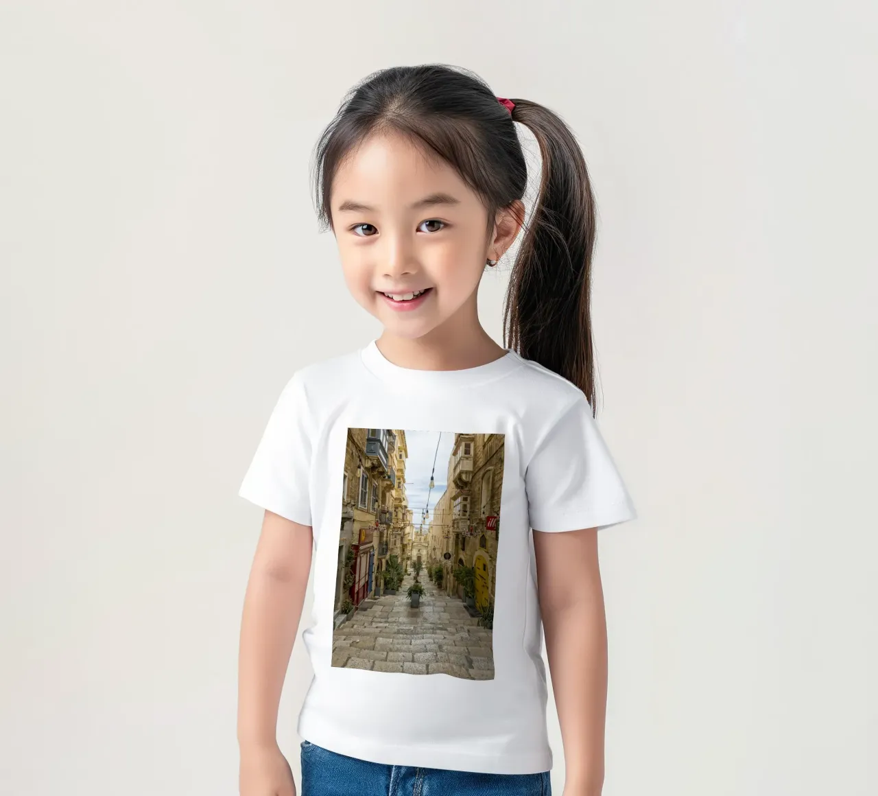 Street view Valetta Malta kids t-shirt by Curious Collections by Marielle Leenders
