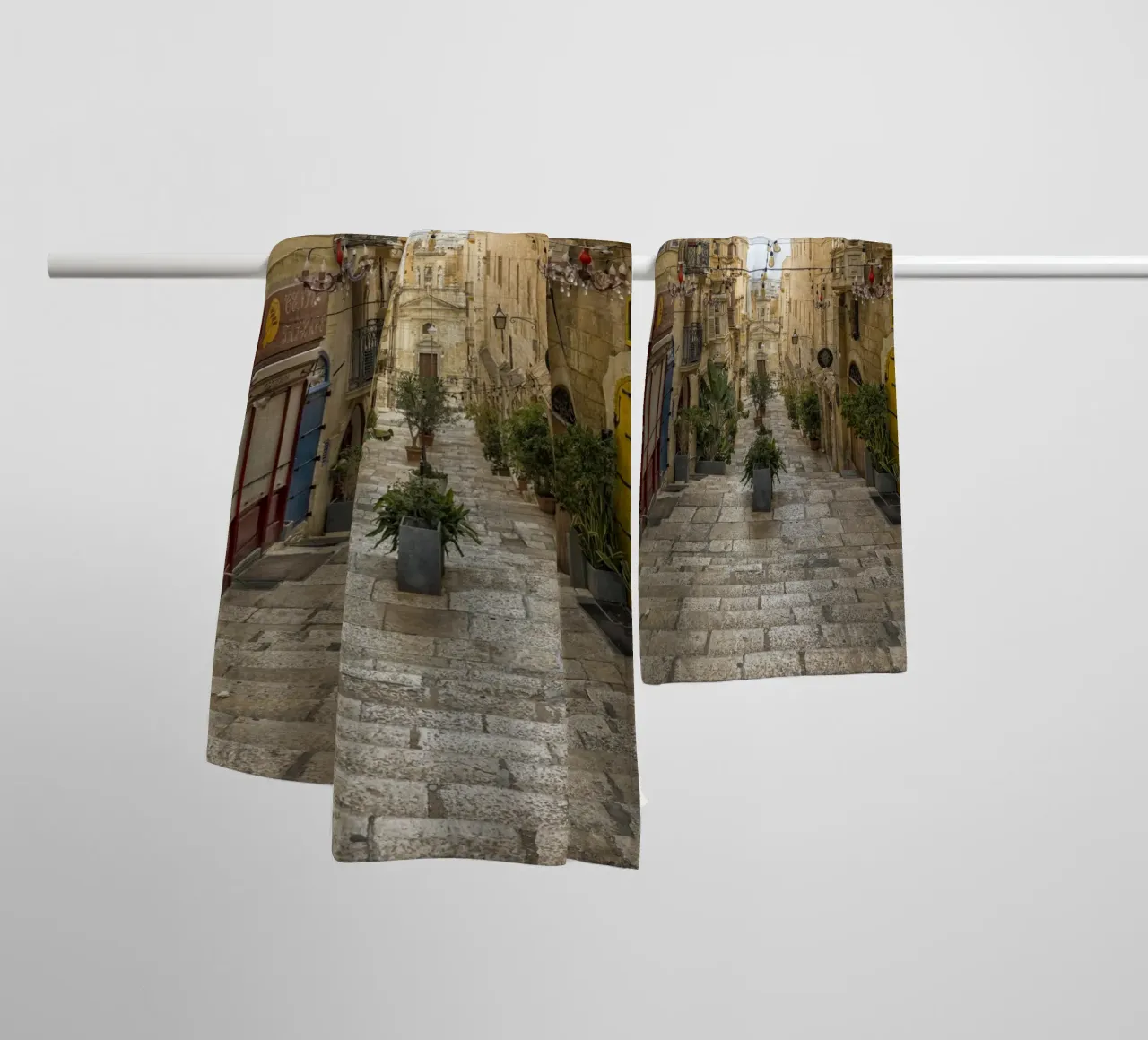 Street view Valetta Malta towel by Curious Collections by Marielle Leenders