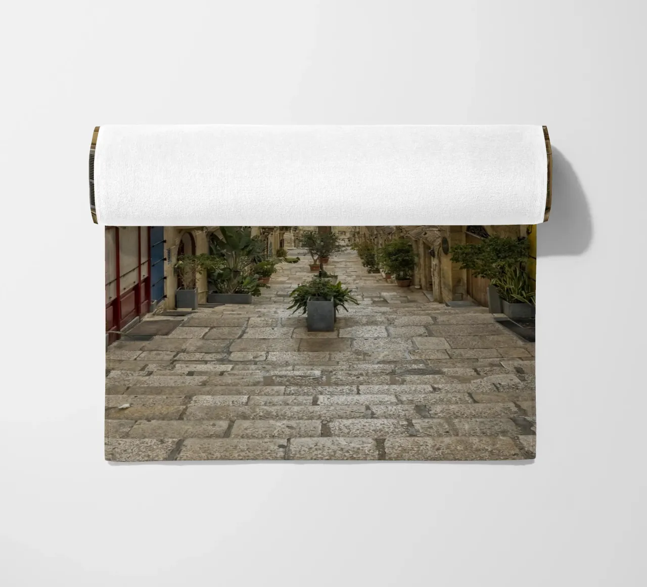 Street view Valetta Malta beach towel by Curious Collections by Marielle Leenders