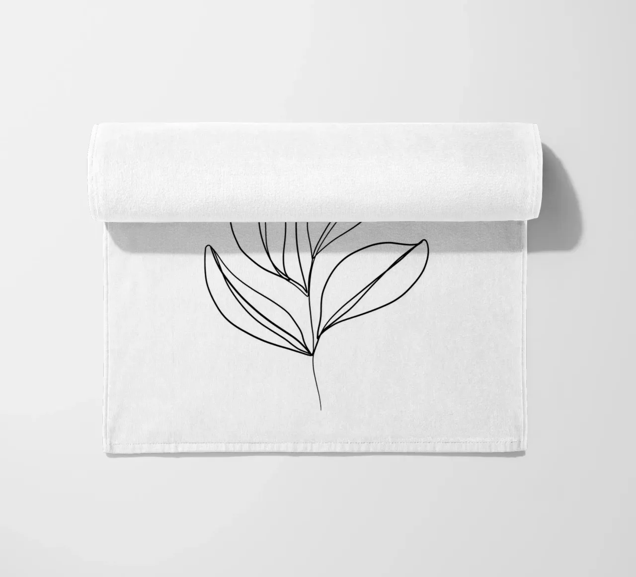 Elegant leaf motif - Minimalist line art beach towel by Whole©
