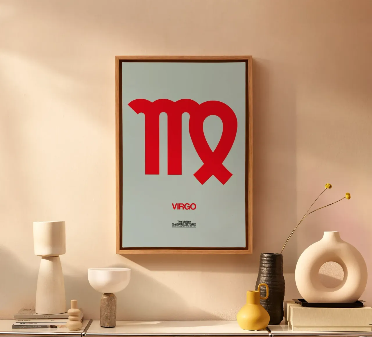 Virgo Zodiac Sign Red canvas with Floater frame by Naxart