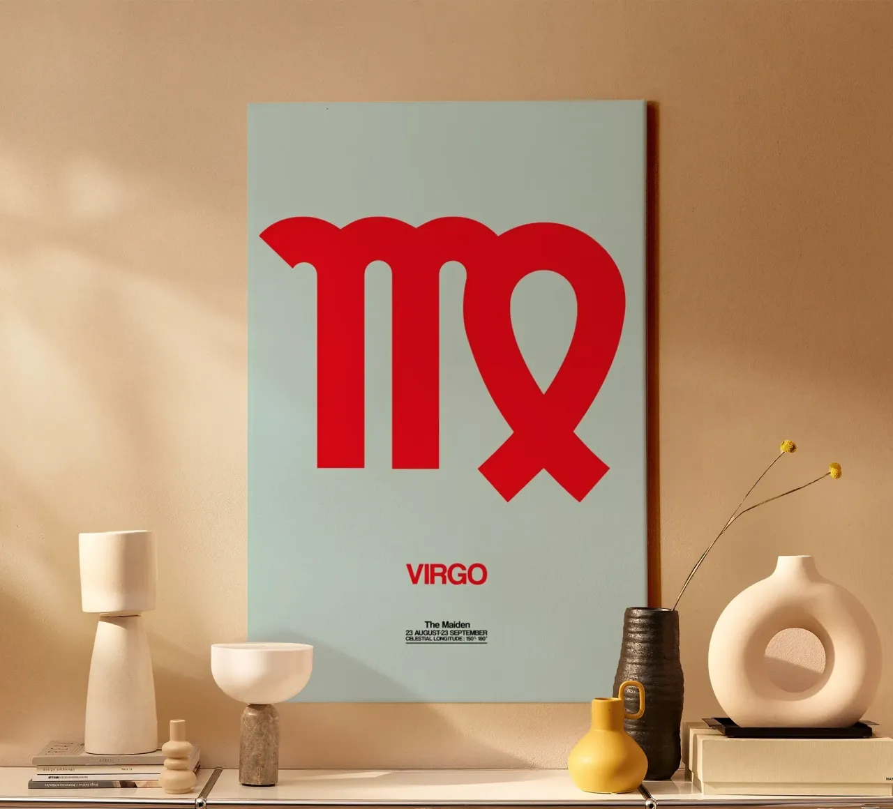 Virgo Zodiac Sign Red canvas with Floater frame by Naxart