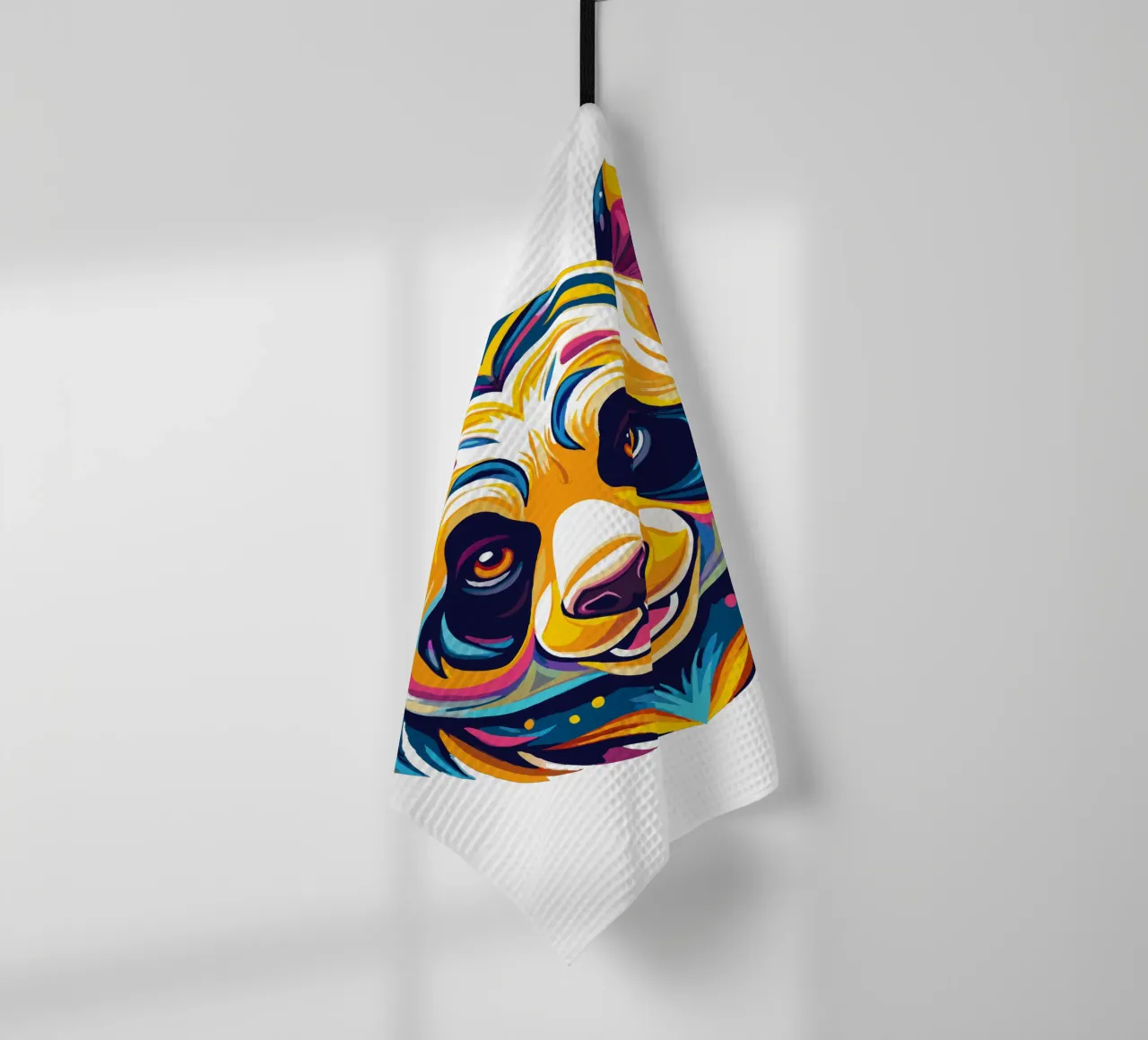 Levendig Psychedelisch pandahoofd - Kleurrijk Pop Art Dier Ill theedoek van Artnesia