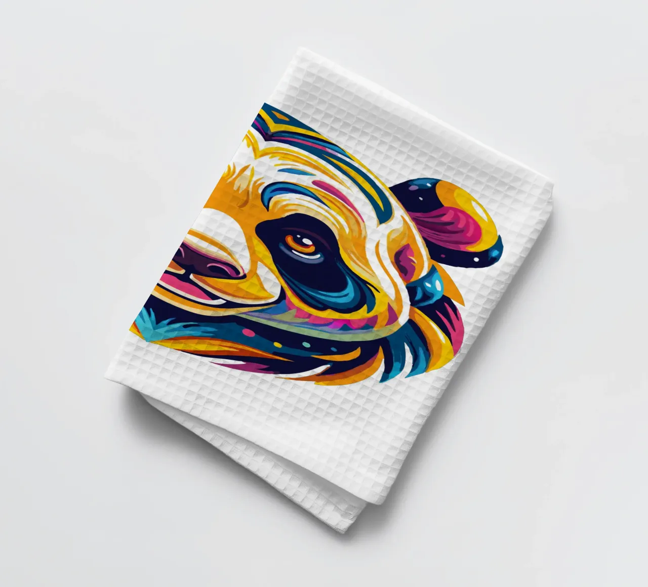 Levendig Psychedelisch pandahoofd - Kleurrijk Pop Art Dier Ill theedoek van Artnesia