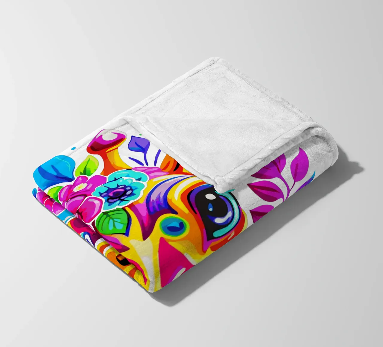 Giraffa carina floreale - Giraffa colorata e vivace coperta in pile da Artnesia