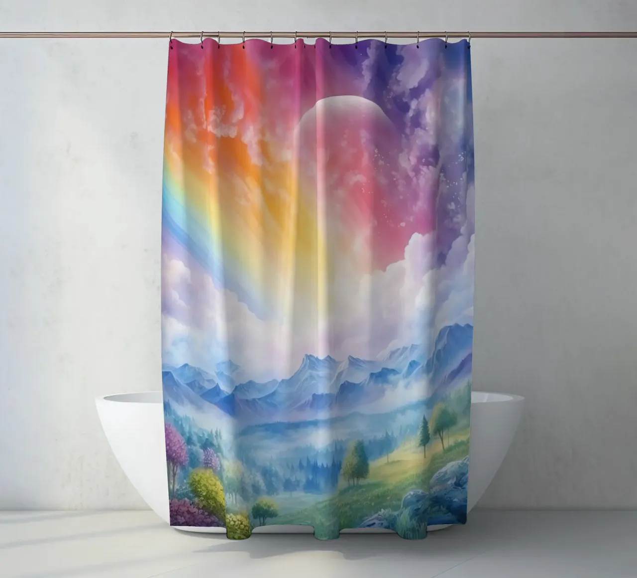 Rainbow shower curtain by Théïa's Fantasia World