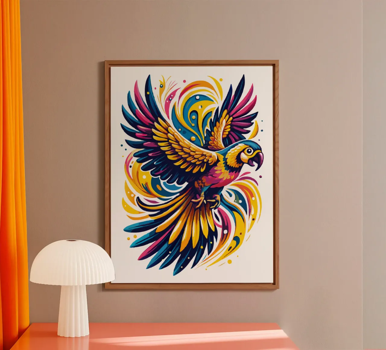 Fly Parrot Colori vivaci alluminio dibond da Artnesia