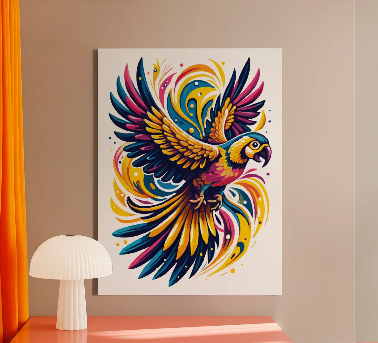 Fly Parrot Vibrant Colours canvas by Artnesia