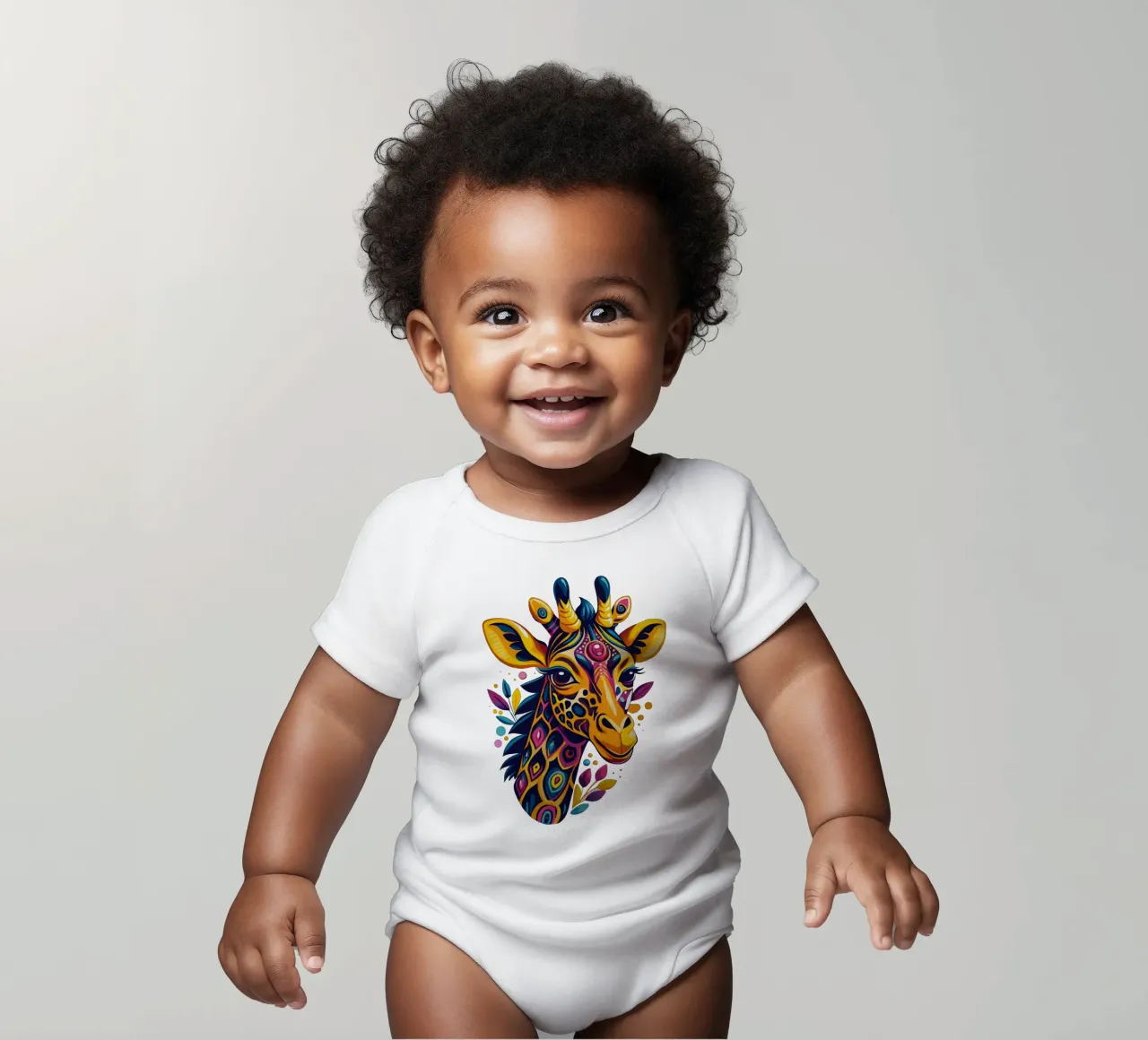 Carino l'arcobaleno di Giraffee body neonato maniche corte da Artnesia