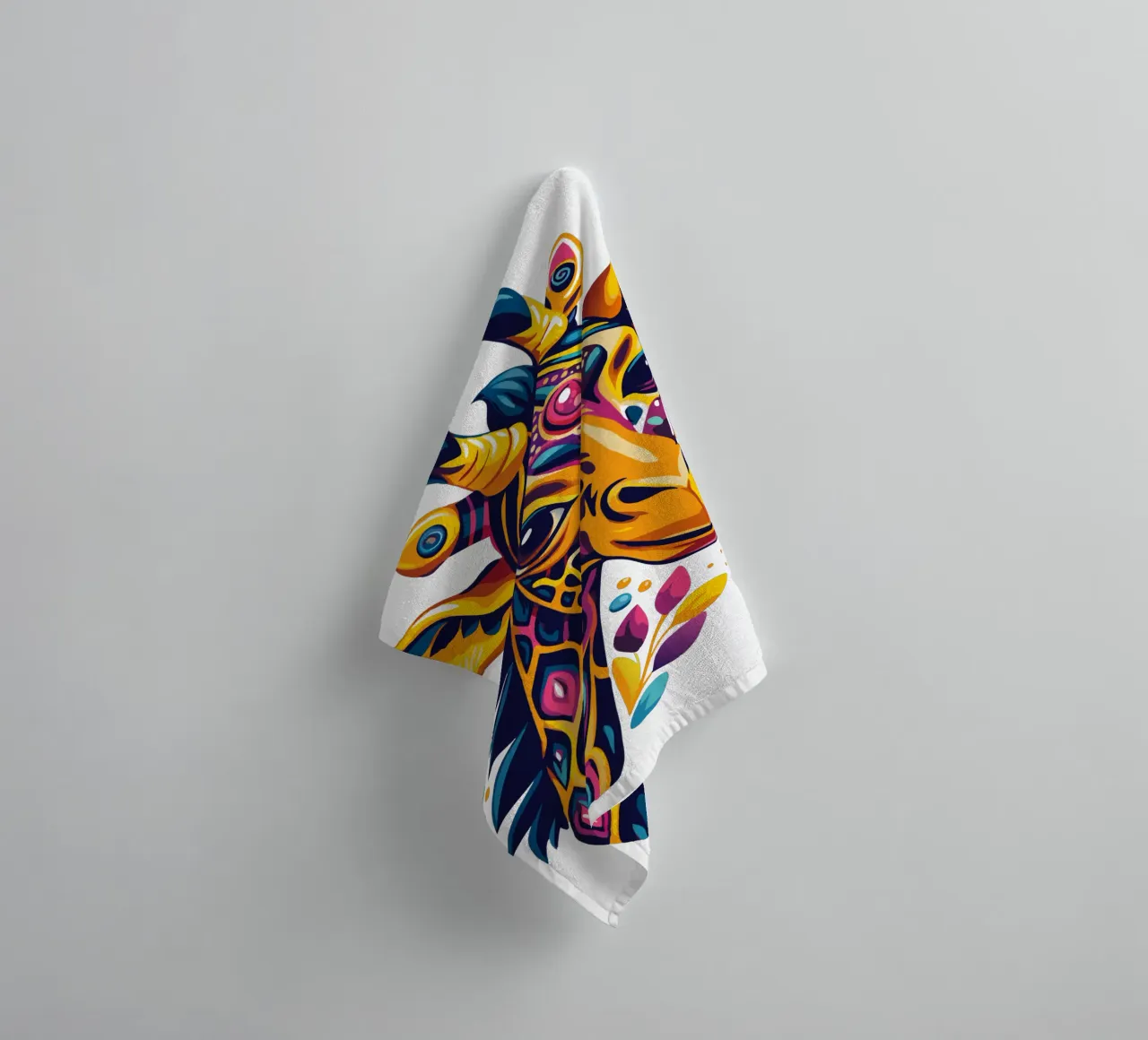 Cute Giraffee rainbow towel by Artnesia