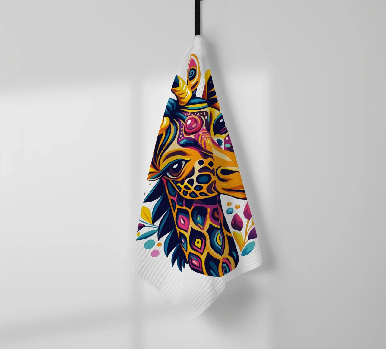Cute Giraffee rainbow tea towel by Artnesia