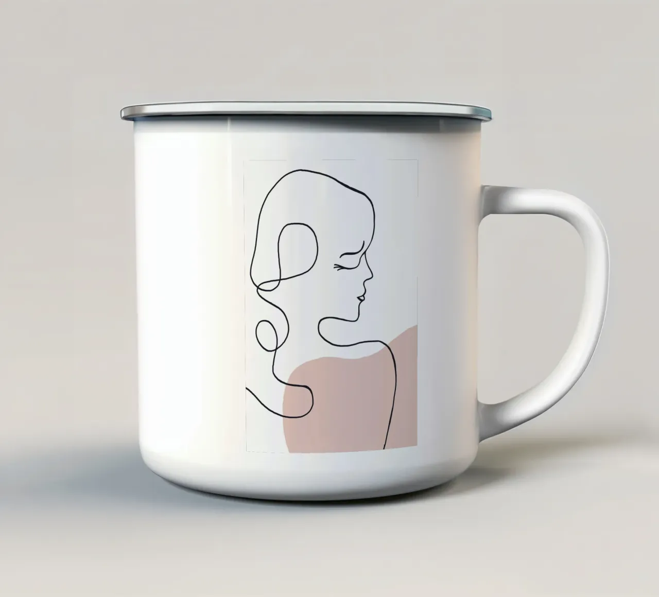 Donna astratta - ritratto in line art tazza in smalto da Whole©