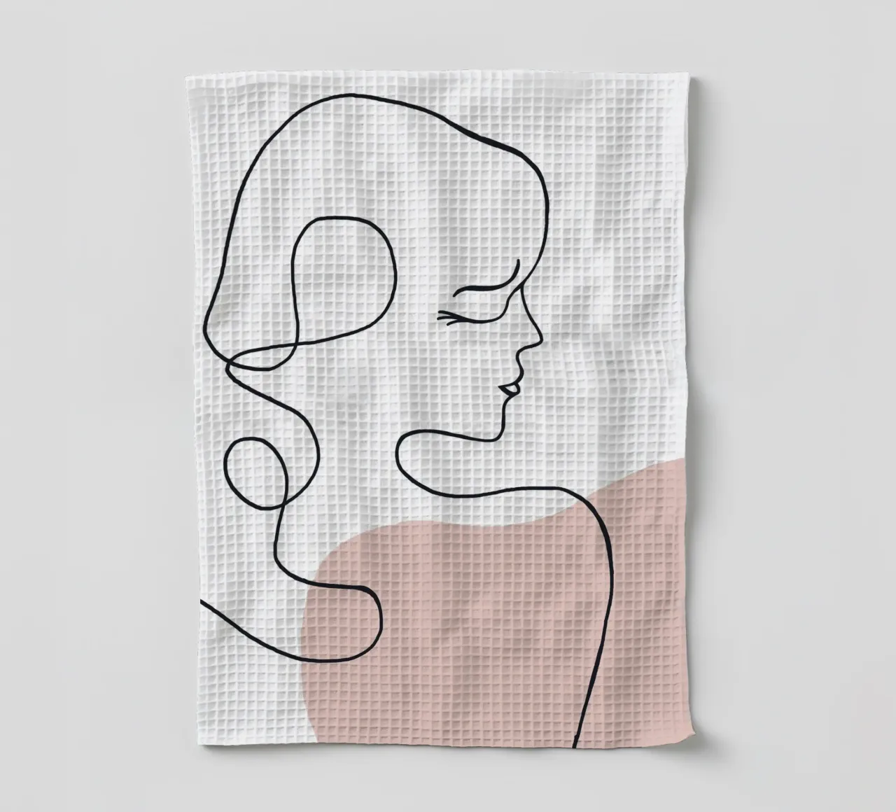 Abstrakte Frau – Line Art Porträt Geschirrtuch von Whole©