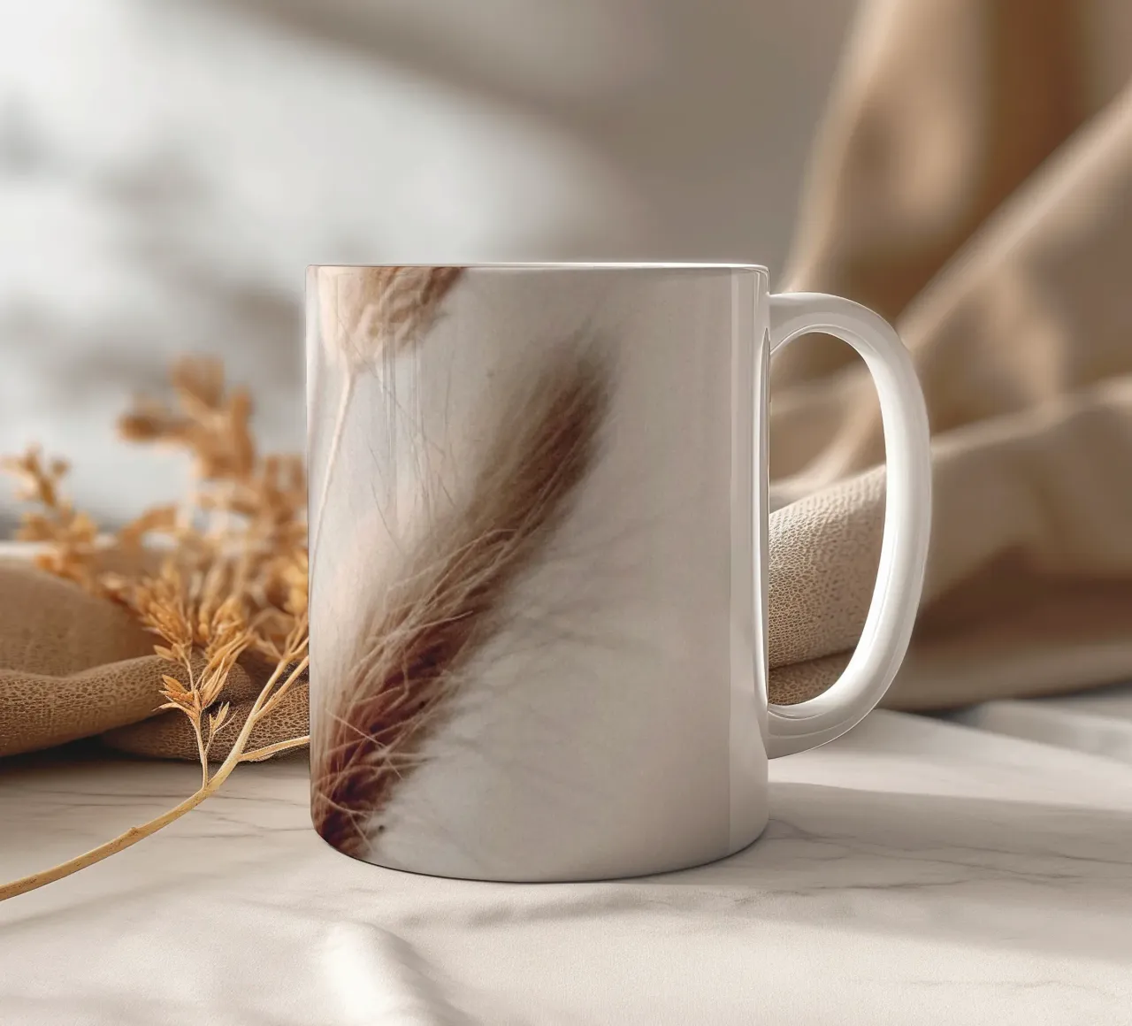 Rabbit fur grass photography - boho chic natural decor ceramic mug by Whole©