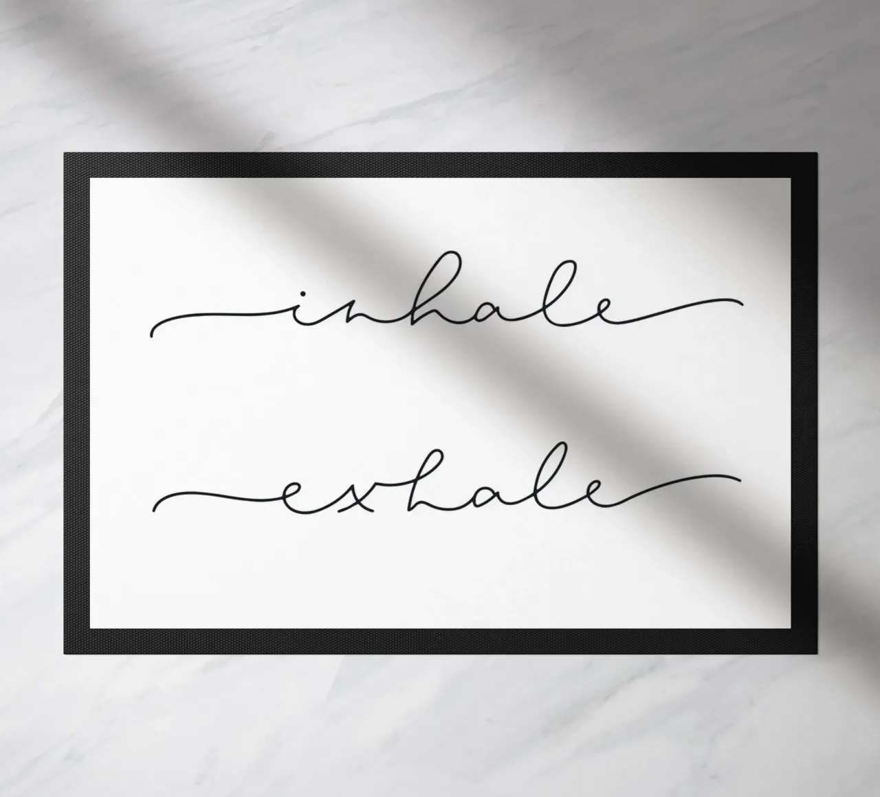 Inhale Exhale" - Design tipografico minimalista zerbino da Whole©