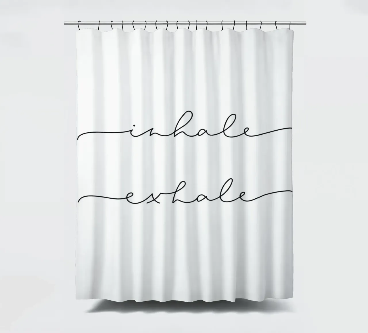 Inhale Exhale" - Design tipografico minimalista tenda da doccia da Whole©