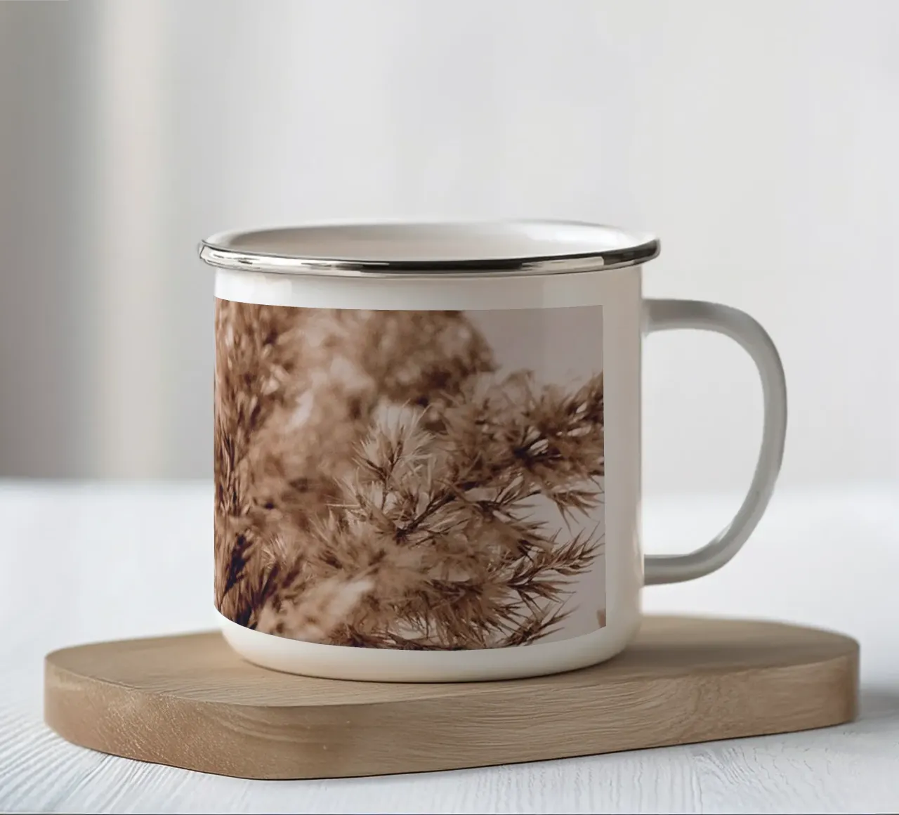 Pampagras in boho-stijl - natuurlijke elegantie emaille mok van Whole©