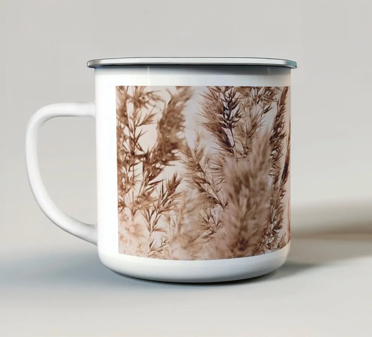 Pampagras in boho-stijl - natuurlijke elegantie emaille mok van Whole©