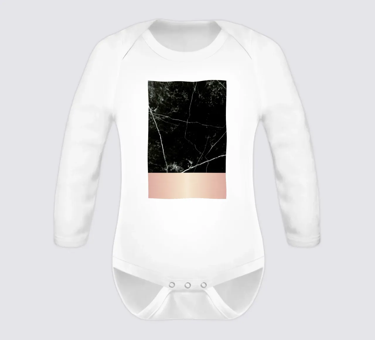 Black Marble Pink Edition long-sleeve baby romper by cafelab