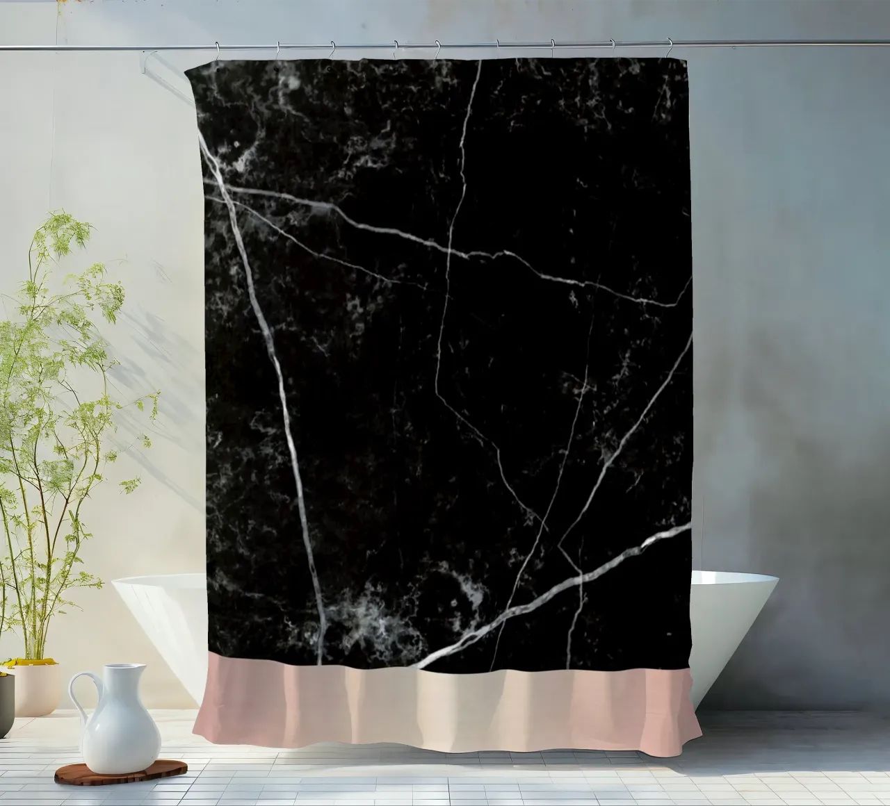 Black Marble Pink Edition tenda da doccia da cafelab