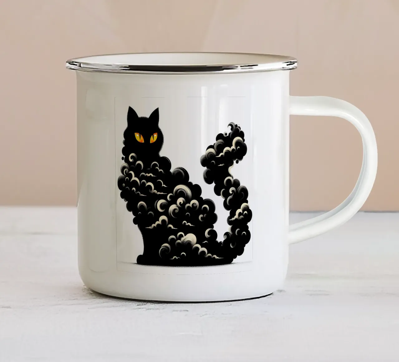 Il gatto del cambiamento climatico tazza in smalto da ARTOMATIC