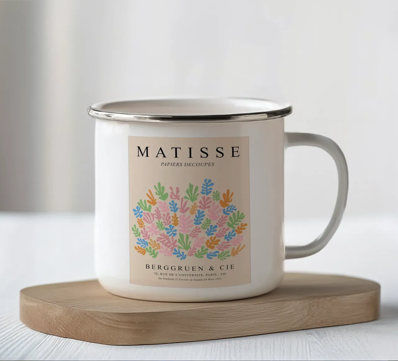 Design ispirato a Matisse - Decorazione di carta colorata tazza in smalto da Whole©