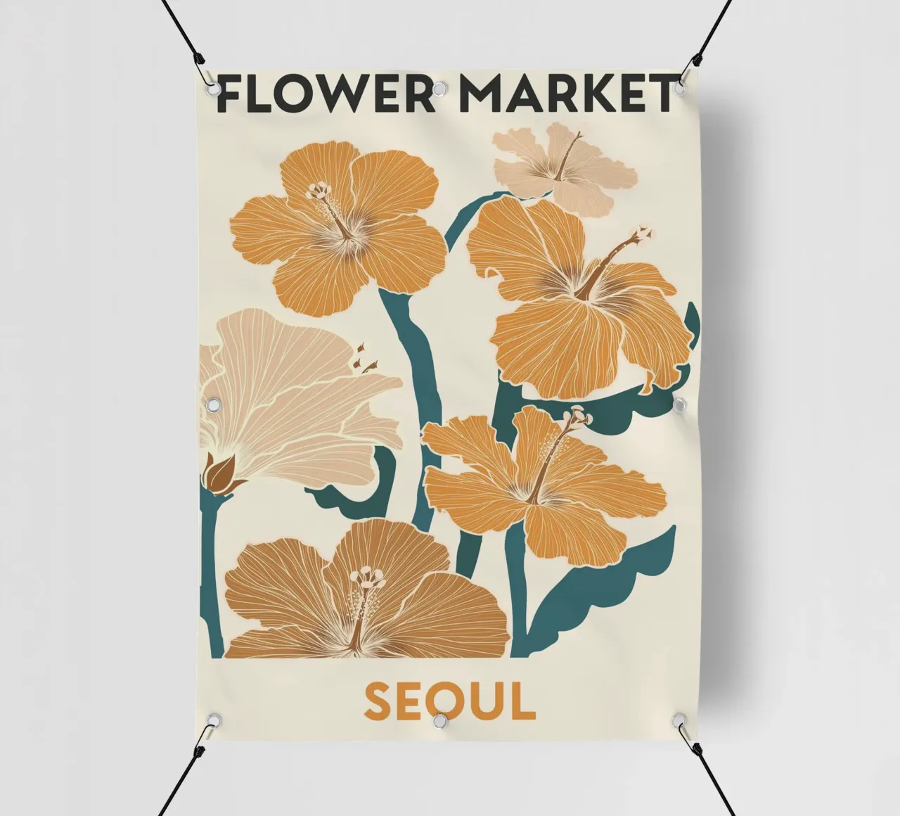 Mercato dei fiori di Seul - Florales Retro-Design telo in pvc da Whole©