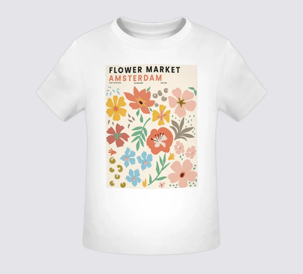 Mercato dei fiori di Amsterdam - Allegro design floreale maglietta neonato da Whole©