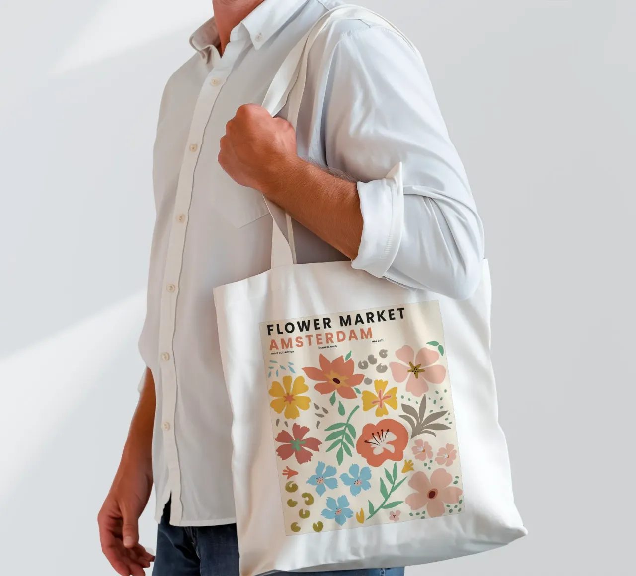Mercato dei fiori di Amsterdam - Allegro design floreale borsa in juta da Whole©