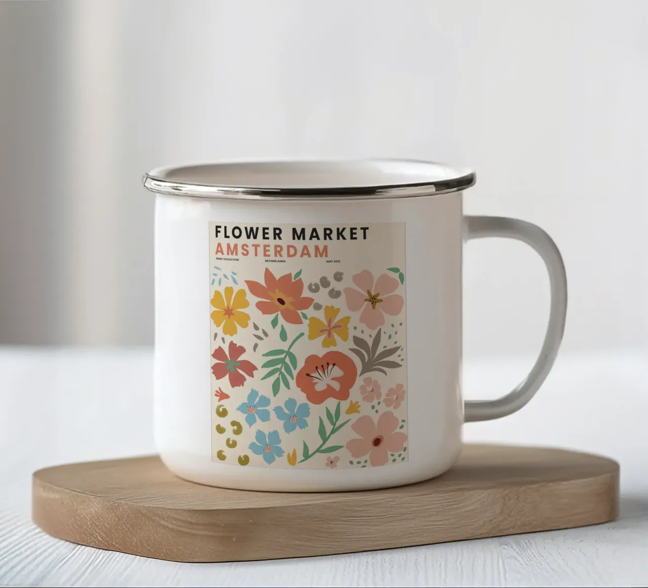 Mercato dei fiori di Amsterdam - Allegro design floreale tazza in smalto da Whole©