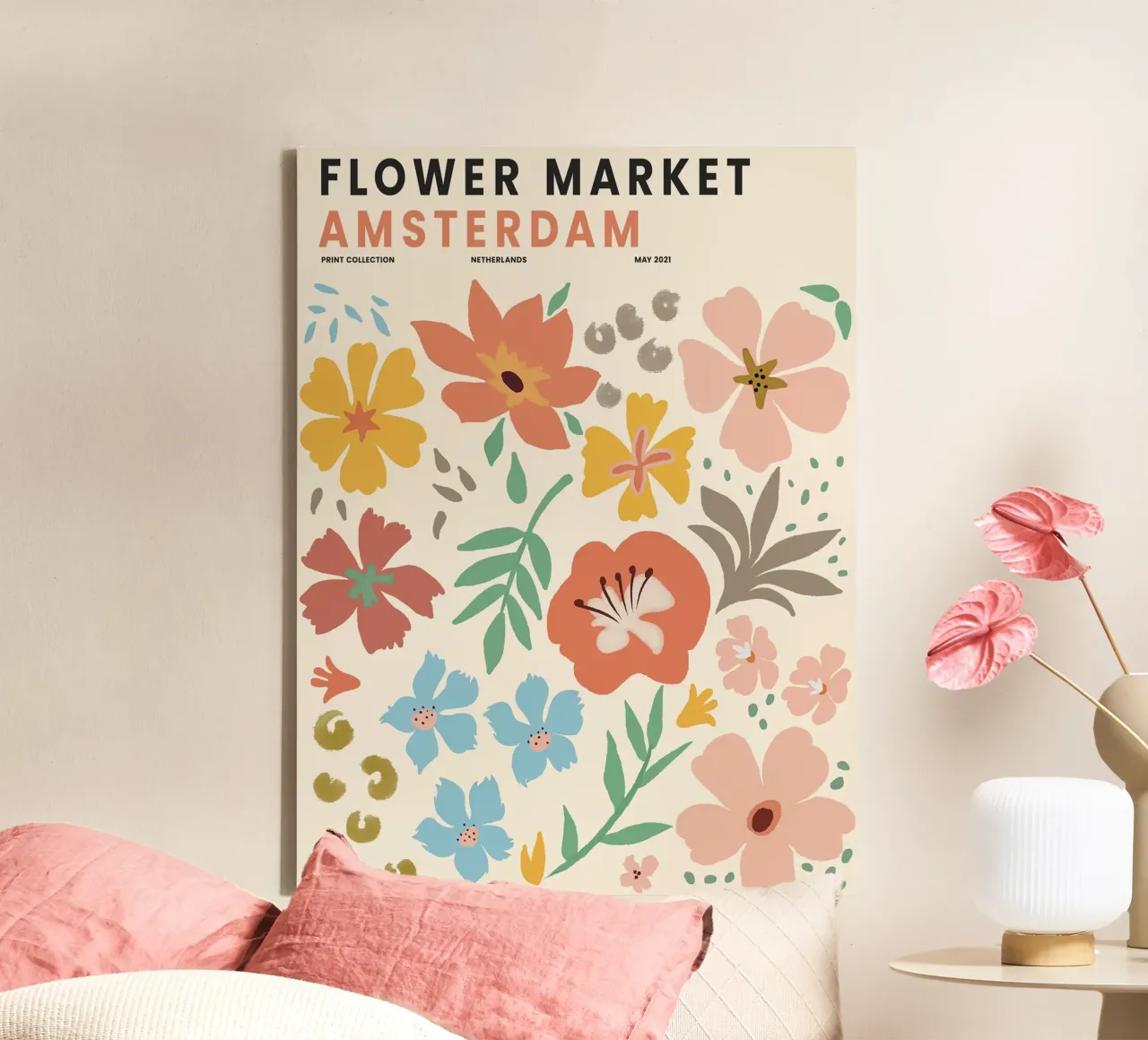 Mercato dei fiori di Amsterdam - Allegro design floreale tela con Cornice a cassetta da Whole©