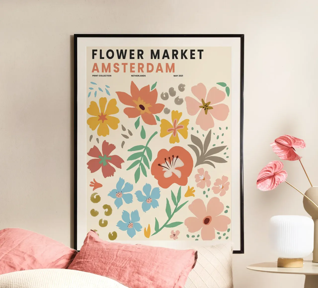 Mercato dei fiori di Amsterdam - Allegro design floreale carta hahnemühle da Whole©