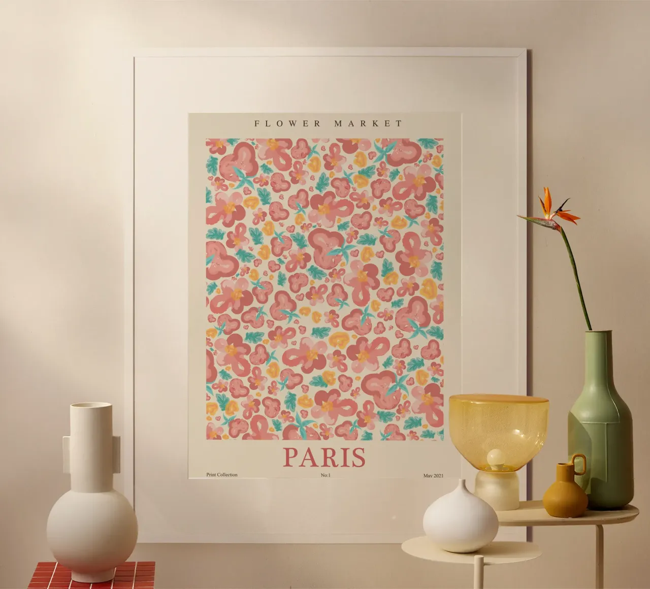 Blumendesign Paris – Lebendiges Floral Muster Poster von Whole©