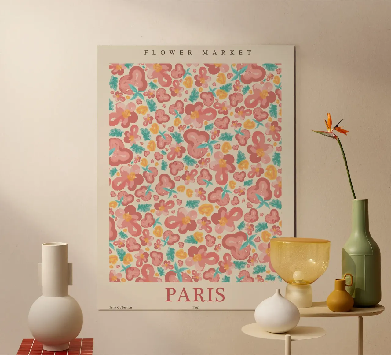 Blumendesign Paris – Lebendiges Floral Muster Poster von Whole©