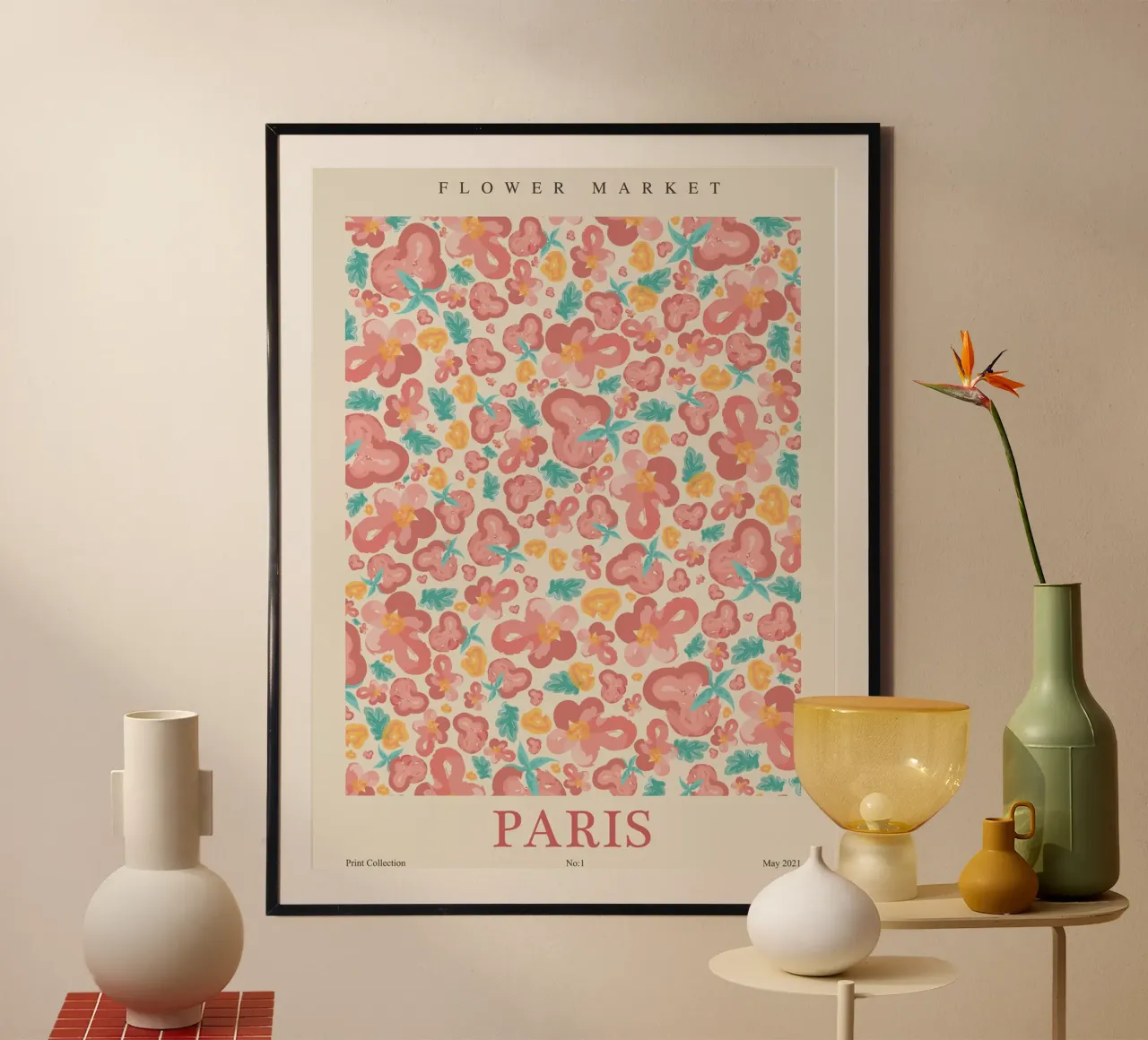 Blumendesign Paris – Lebendiges Floral Muster Poster von Whole©