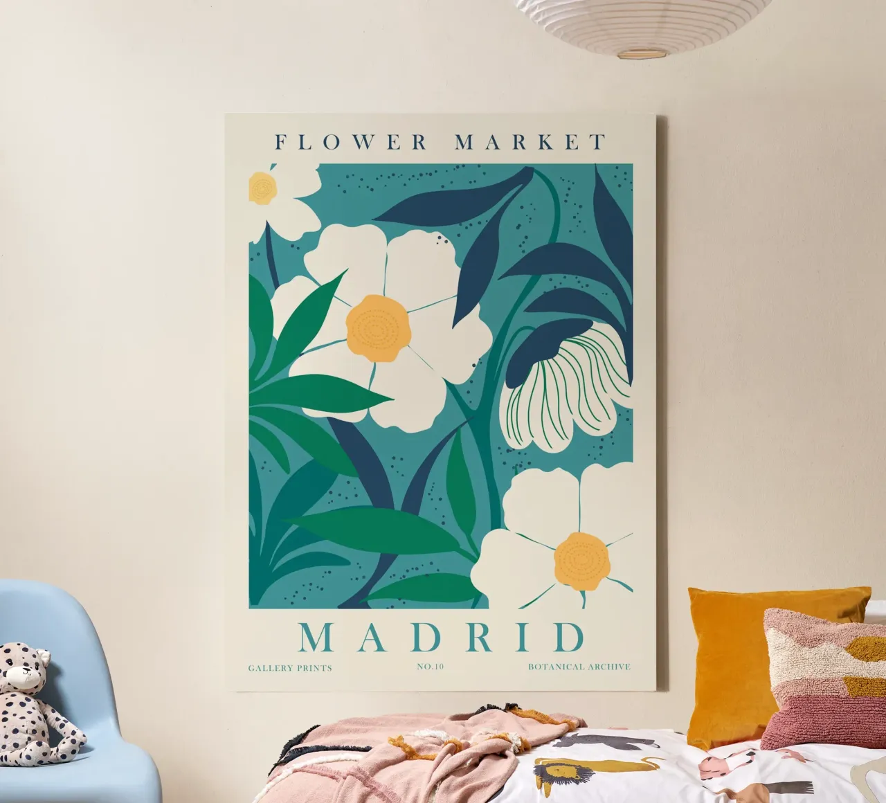 Mercato dei fiori di Madrid - Arte botanica in stile retrò tela con Cornice a cassetta da Whole©