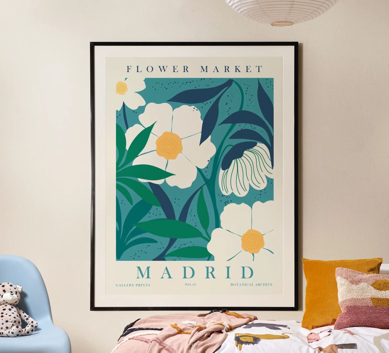 Flower Market Madrid - Botanical art in retro style poster by Whole©