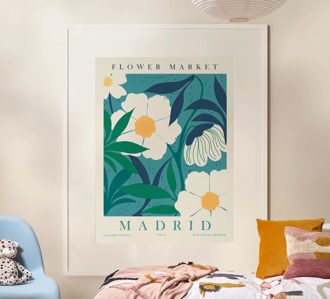 Flower Market Madrid - Botanical art in retro style poster by Whole©