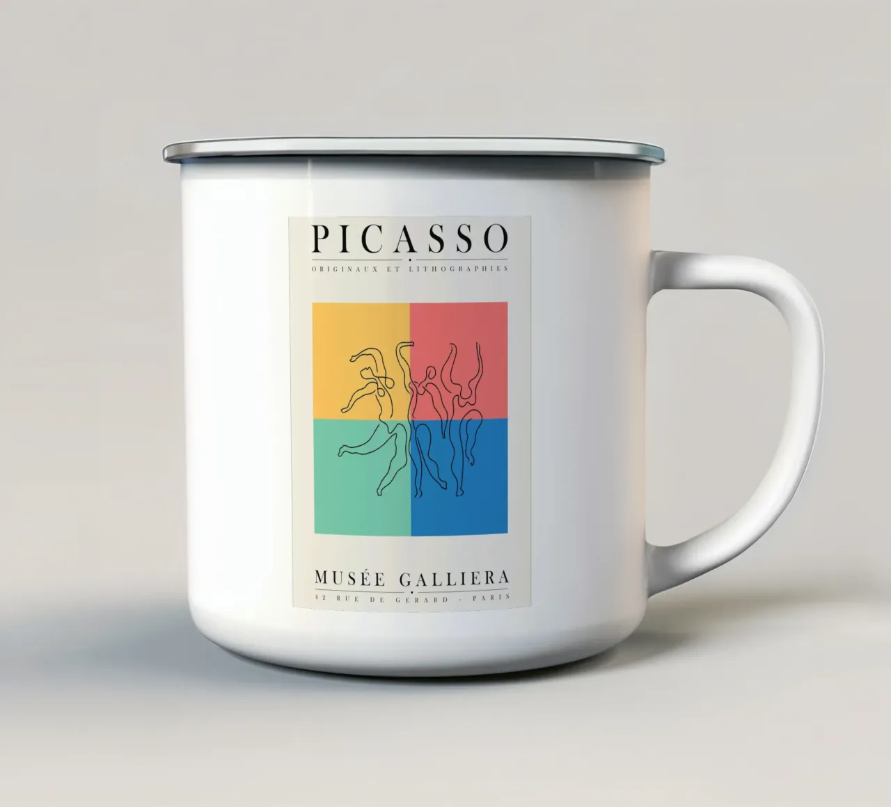 Poster artistico di Picasso - Poster colorato del museo tazza in smalto da Whole©