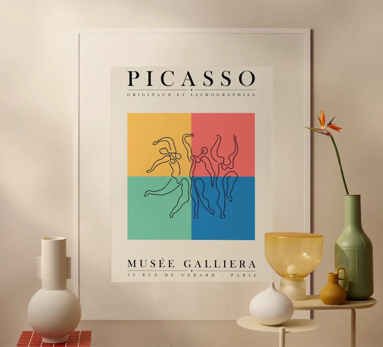 Poster artistico di Picasso - Poster colorato del museo poster con telaio in alluminio da Whole©