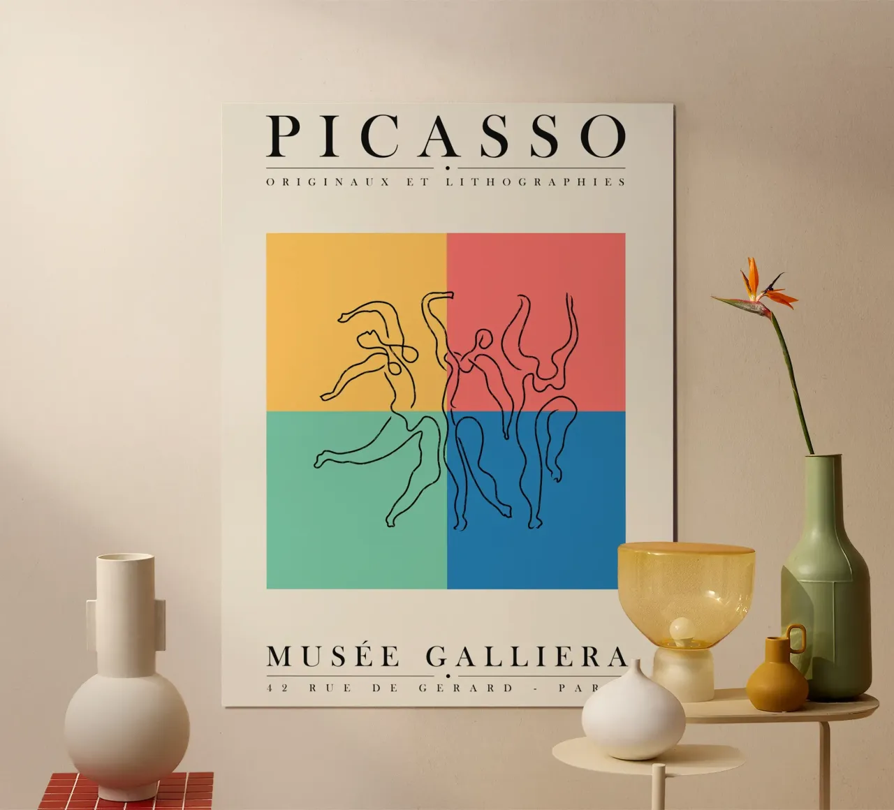 Poster artistico di Picasso - Poster colorato del museo poster con telaio in alluminio da Whole©