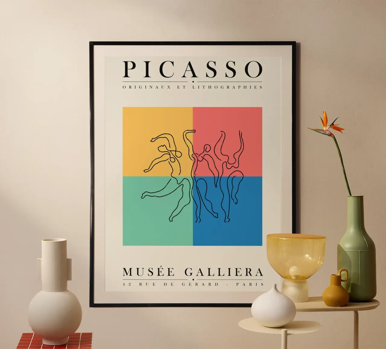 Poster artistico di Picasso - Poster colorato del museo poster con telaio in alluminio da Whole©